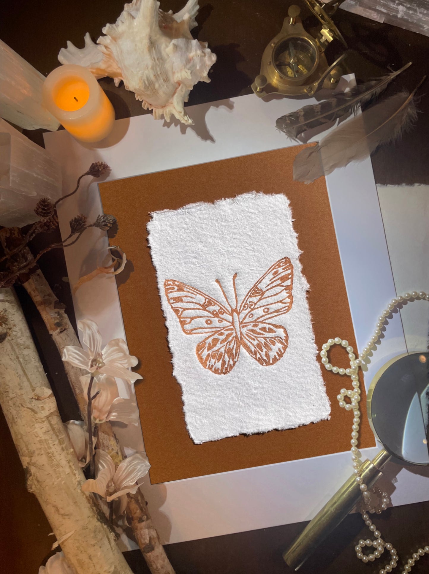 Butterfly Print on Deckled Edged Paper